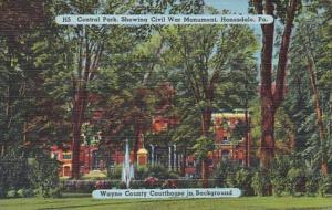 Pennsylvania Honesdale Central Park Showing Civil War Monument