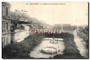 Old Postcard Belfort Le Chateau and Place d & # 39Armes