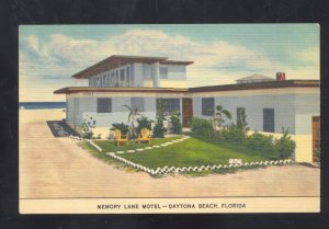DAYTONA BEACH FLORIDA MEMORY LANE MOTEL VINTAGE LINEN ADVERTISING POSTCARD