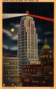 Indiana Fort Wayne Lincoln Tower By Night 1942