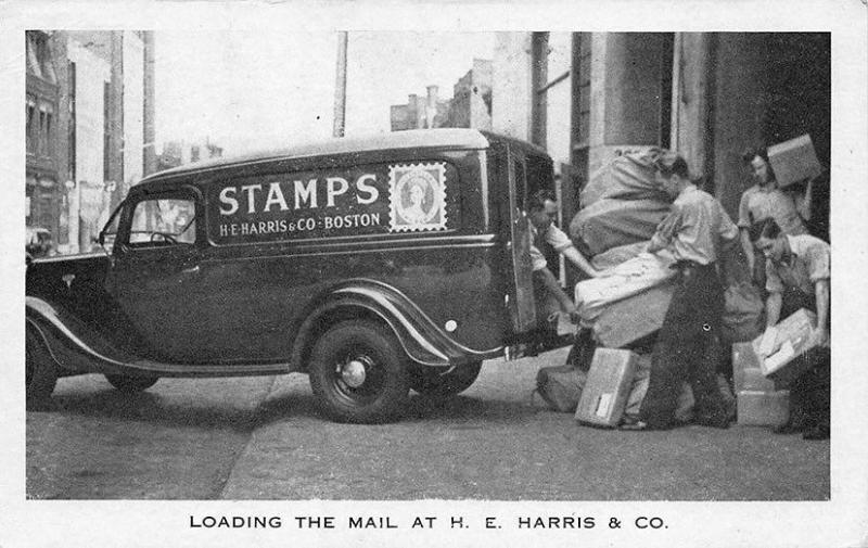 Boston MA H. E. Harris Collectible Stamps Covers Supplies etc. Truck Postcard