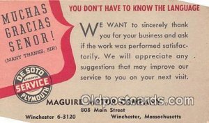 Maguire Motor Company Adversting Postcard