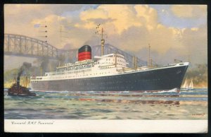 h491 - Steamer RMS SAXONIA 1958 Artist Signed Cunard Line