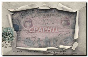 Old Postcard ticket Five Hundred Francs