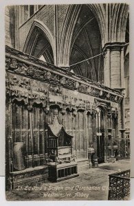 St. Edward's Screen and Coronation Chair Westminster Abbey Postcard A7