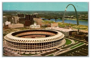 Postcard MO St Louis Missouri Civic Center Busch Memorial Stadium & Arch #1 P23