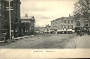 Westerly Rhode Island RI Broad St. 1900s-20s Vintage Postcard