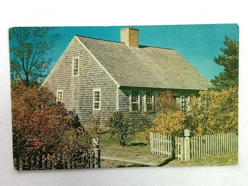 Vintage Postcard 1950 One of the Oldest Houses on Cape Cod MA Kodachrome 