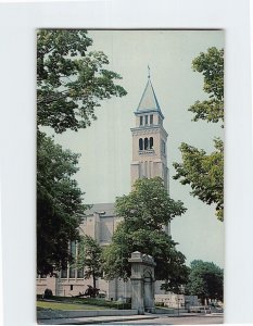 Postcard Broad Street & Entrance to Jenks Park Notre Dame Church Rhode Island