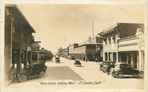 Postcard RPPC California El Centro Main Street looking West automobiles 23-9288