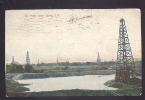 TULSA INDIAN TERRITORY OKLAHOMA OIL POND FIELD WELL WELLS VINTAGE POSTCARD I.T