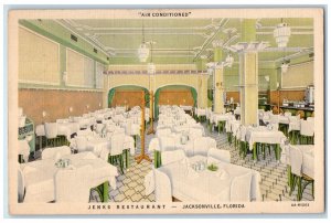 1940 Interior Dining Room Jenks Restaurant Jacksonville Florida Vintage Postcard 