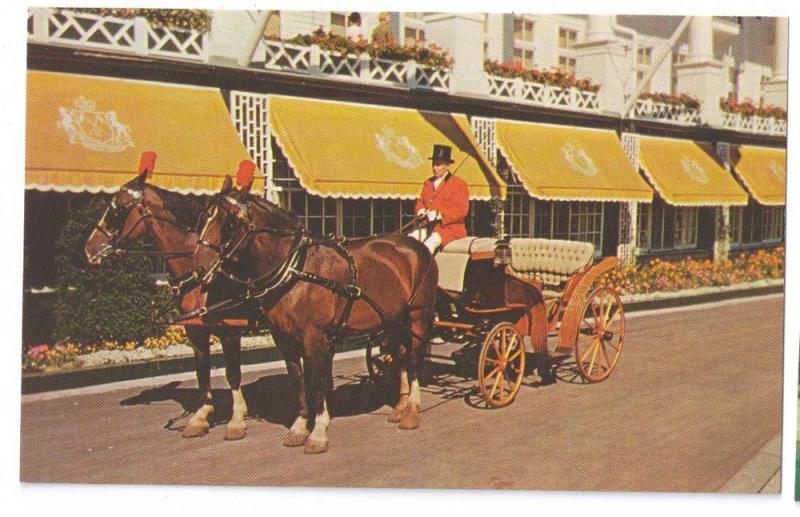 Grand Hotel Mackinac Island Michigan Horse Carriage 1957 Postcard