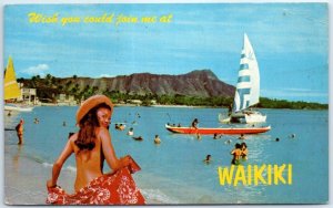 Postcard - Wish you could join me at Waikiki - Honolulu, Hawaii