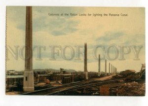 487846 Panama Canal colums at Gatun Locks for lighting Vintage postcard