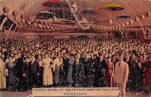 Dreamland Dancing Pavilion, Night Cleveland, Ohio OH Postcard