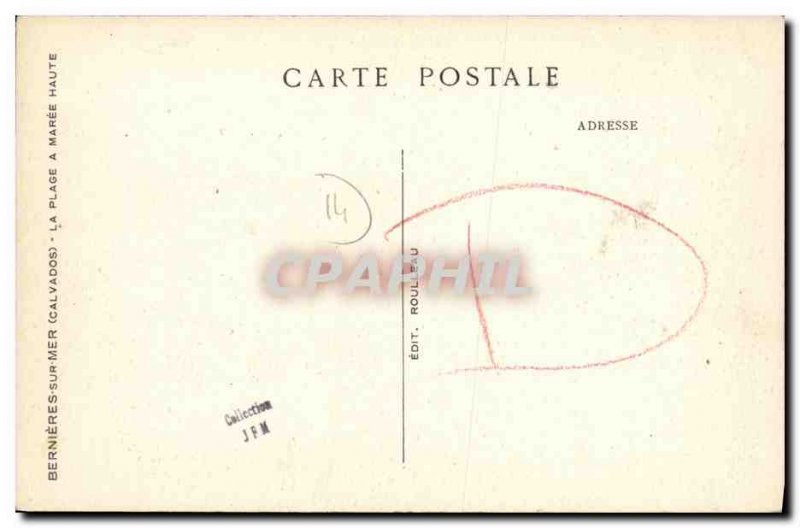 Postcard Old Bernieres sur Mer Plage Maree Haute