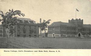 SD, South Dakota  HURON COLLEGE~Girl's Dormitory & Main Hall  1915 Postcard