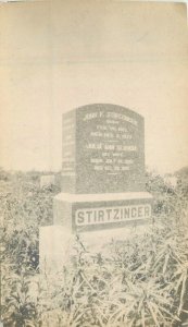 Canada C-1910 John Stirtzinger grave stone RPPC Photo Postcard 22-8516