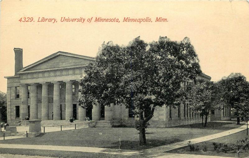 c1910 Printed Postcard; University of Minnesota Library, Minneapolis MN unposted