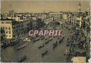 Modern Postcard Venezia Rialto Bridge Boat