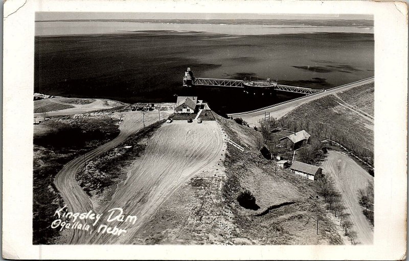 1940s OGALLALA NEBRASKA KINGSLEY DAM LAKE McCONAUGHY REAL PHOTO POSTCARD 25-165 