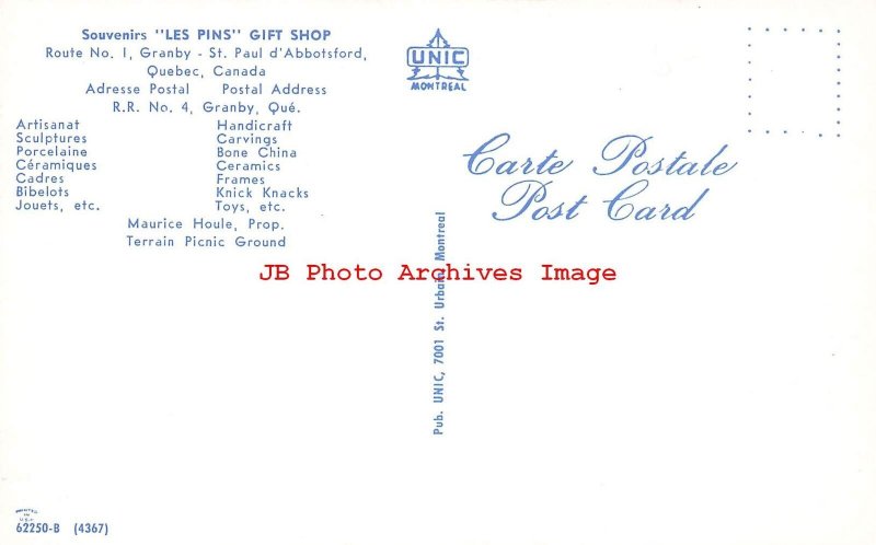 Canada, Quebec, Granby, Les Pins Gift Shop, Exterior View, Unic Pub No 62250-B