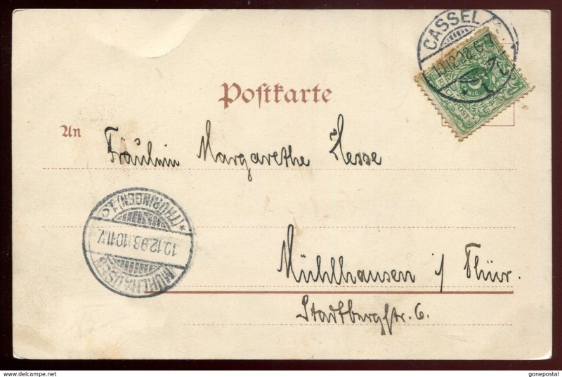 dc1119 - GERMANY Kassel 1898 Gruss Aus Litho Schloss Wilhelmshoehe