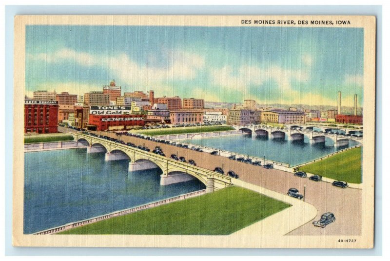 c1940s Des Moines River, Des Moines Iowa IA Unposted Vintage Postcard
