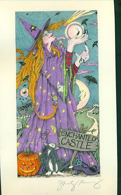 Sandy Waters, Uncut Sheet 3 postcard, Halloween, Cat