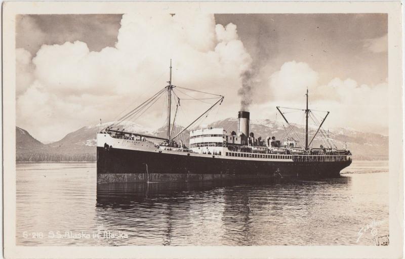 SHIP Real Photo RPPC 1940s S.S. ALASKA Steamer in Alaska 2