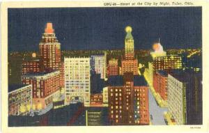 Downtown Tulsa Oklahoma by Night, OK, Linen