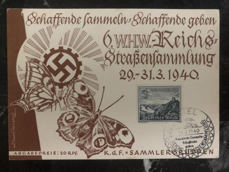 1940 Kiel Germany Postcard cover WHW strassensammlung spring festival