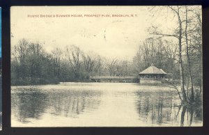 Brooklyn, New York/NY Postcard, Bridge & Summer House, Prospect Park, 1913!