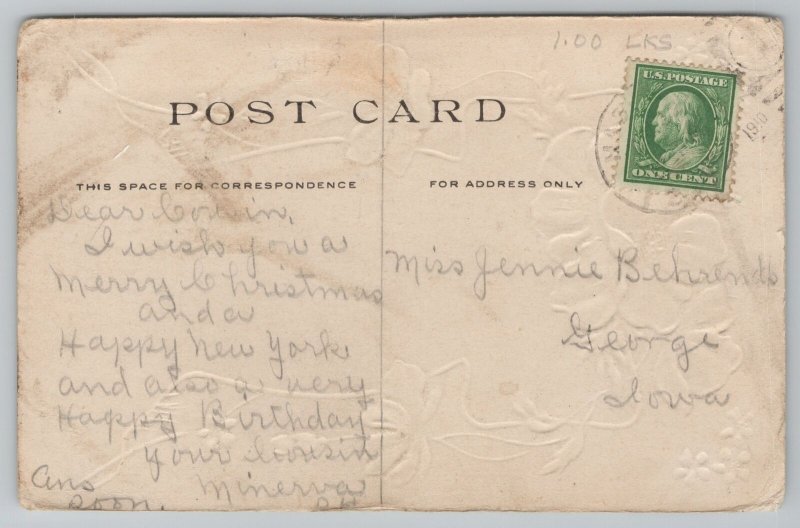 GreetingsPink Zinnias & Road to Home Birthday Greeting PoemVintage