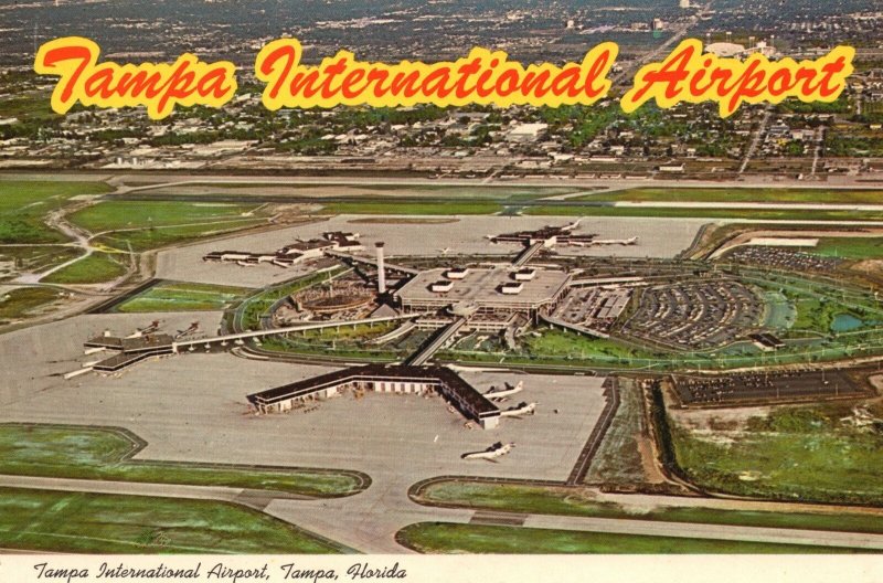 Vintage Postcard International Airport Landside Airside Terminal Tampa, Florida