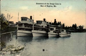 BAY OF NAPLES  ME Steamers Steamships of Songo Line c1910 Postcard 