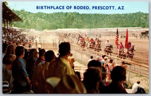 Vtg Prescott Arizona AZ Frontier Days Parade Grand Entry Rodeo View Postcard