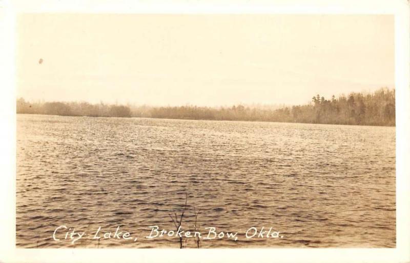 Broken Bow Oklahoma City Lake Real Photo Antique Postcard K78144