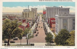 RALEIGH, North Carolina, 1930-1940s; View Of Fayetteville Street From State C...