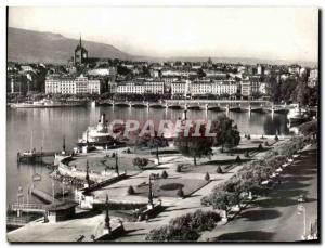 Modern Postcard The Geneva Switzerland Quai du Mont Blanc View and The City