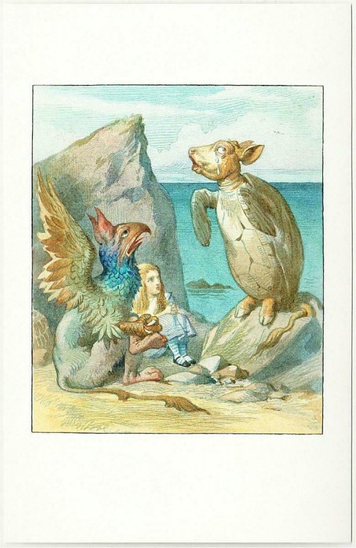 Alice in Wonderland Gryphon and Mock Turtle Postcard by John Tenniel