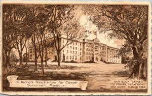 Postcard Dr. Nichols Sanatorium for Cancer in Savannah, Missouri~136128