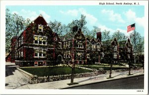 View of High School, Perth Amboy NJ Vintage Postcard F34