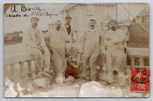 RPPC Workers on Terrace de l' Hotel Regina Biarritz 1907 France Postcard G27