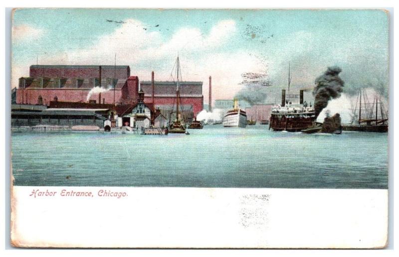 1910 Harbor Entrance, Chicago, IL Postcard