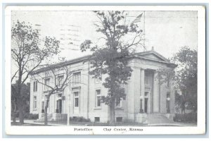 1942 Post Office Building Steps Entrance Clay Center Kansas KS Antique Postcard