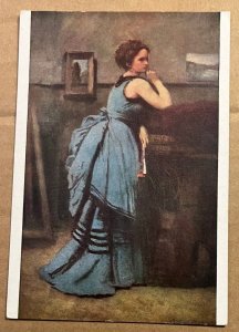 VINTAGE UNUSED POSTCARD - THE WOMAN IN BLUE, J. B. COROT (1796-1875)