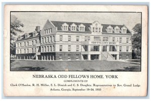 1910 Nebraska Odd Fellows Home Building York NE Posted Antique Postcard 