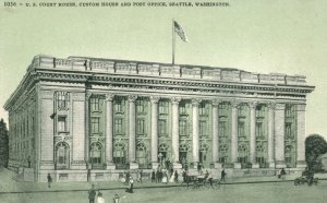 Vintage Postcard US Courthouse Custom House Post Office Seattle Washington WA